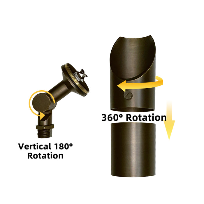 Brass landscape spotlight MLR-S04 adjustable beam outdoor lighting