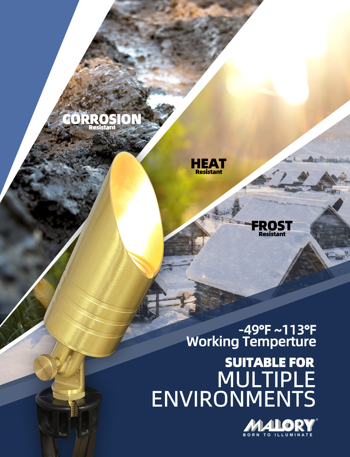 Solid brass landscape spot light MLR-S05 for outdoor accent lighting
