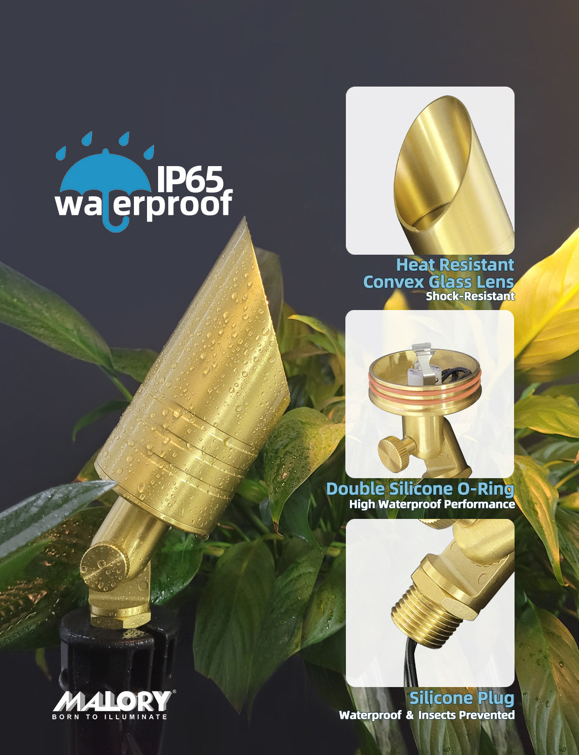 Solid brass landscape spot light MLR-S05 for outdoor accent lighting