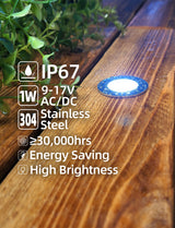 LED recessed deck step lights 1W for stair and step lighting