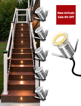 LED recessed deck step light MLR-SSG04-06 installed on outdoor stairs