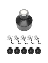 LED recessed deck step light set installed along stairway