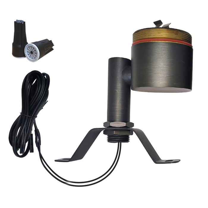Outdoor brass LED down light with wall mount bracket