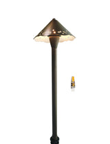 MALORY Hollow Design LED Brass Path Light – Low Voltage Landscape Lighting with Integrated 2W 2700K (MLR-P04)