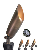 MALORY 12V Solid Brass Outdoor Spotlight for Front and Backyard with Large Rugged Slot Spike (MLR-S06)