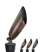 MALORY 12V Solid Brass Outdoor Spotlight for Front and Backyard with Large Rugged Slot Spike (MLR-S06)