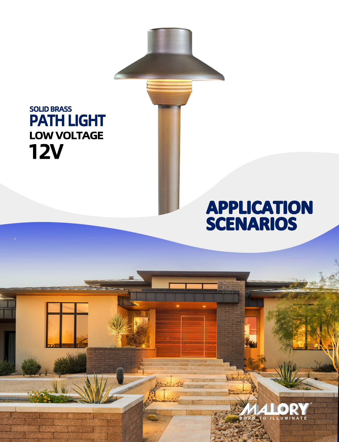 Malory Brass Pathway Light 9 15V AC DC Low Voltage Landscape Path Light Outdoor Walkway Lighting with 2W 2700K LED G4 Bulb for Pathway Driveway Patio