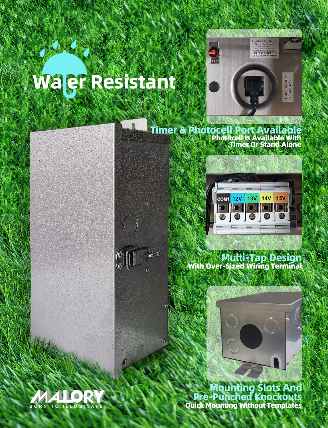 Internal components of 900W low voltage landscape transformer