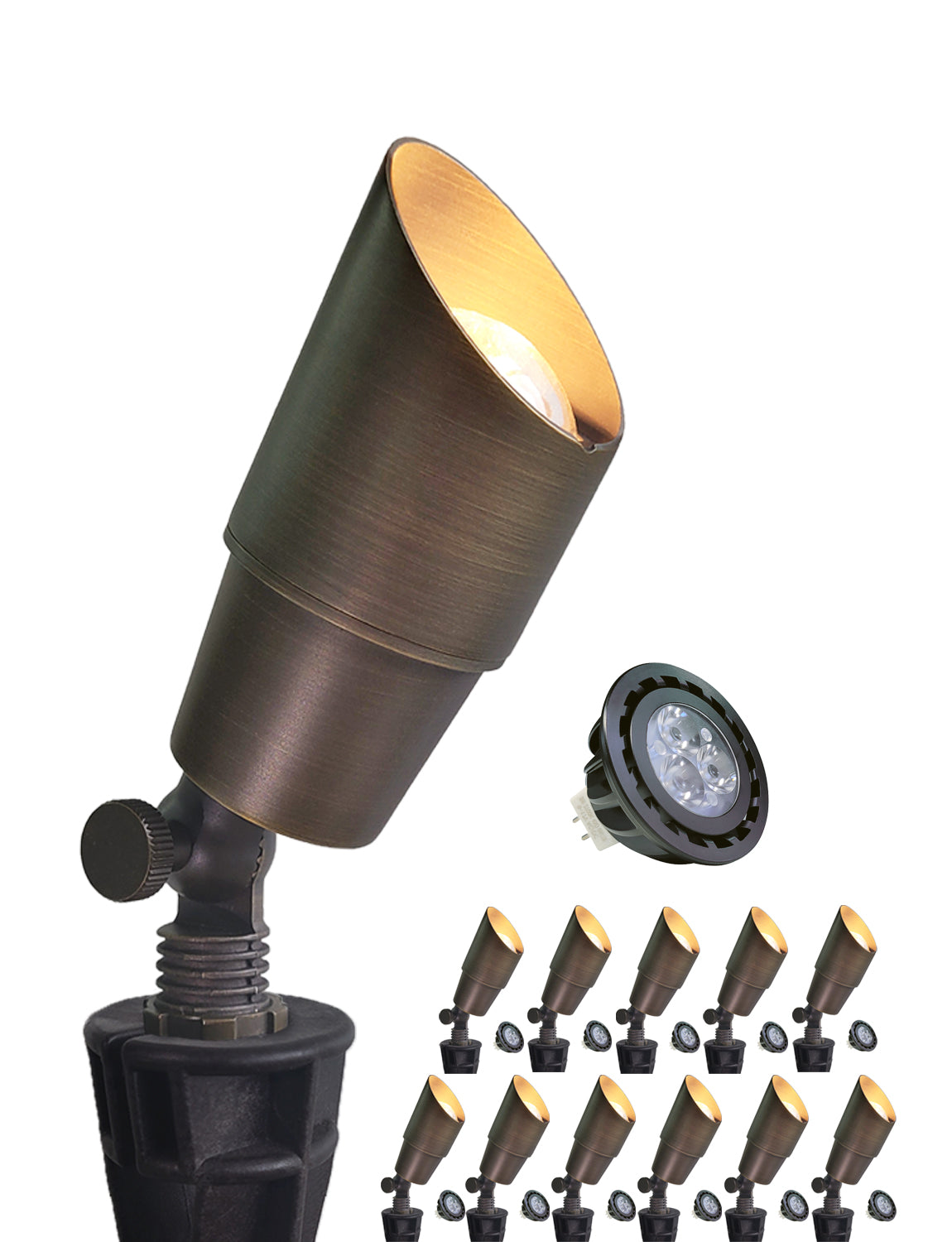 Brass landscape spot light MLR-S01 with adjustable head for outdoor lighting
