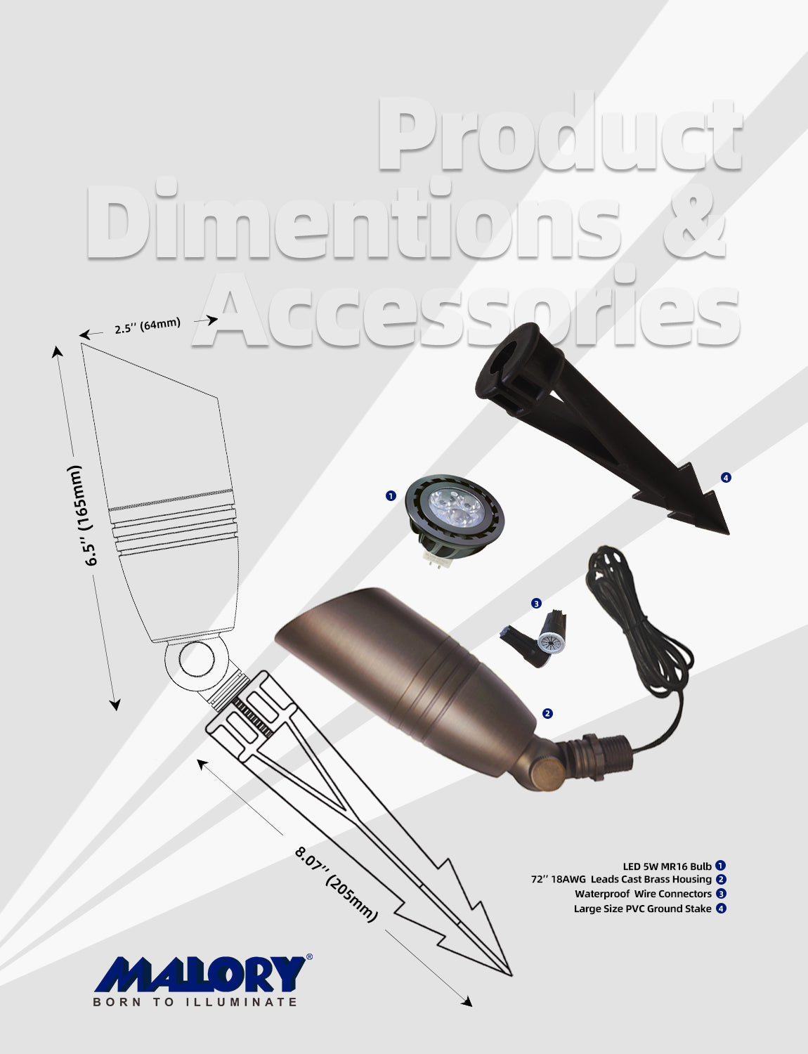 Brass landscape spot light MLR-S02 adjustable outdoor spotlight fixture