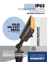 Brass landscape spotlight MLR-S04 adjustable beam outdoor lighting