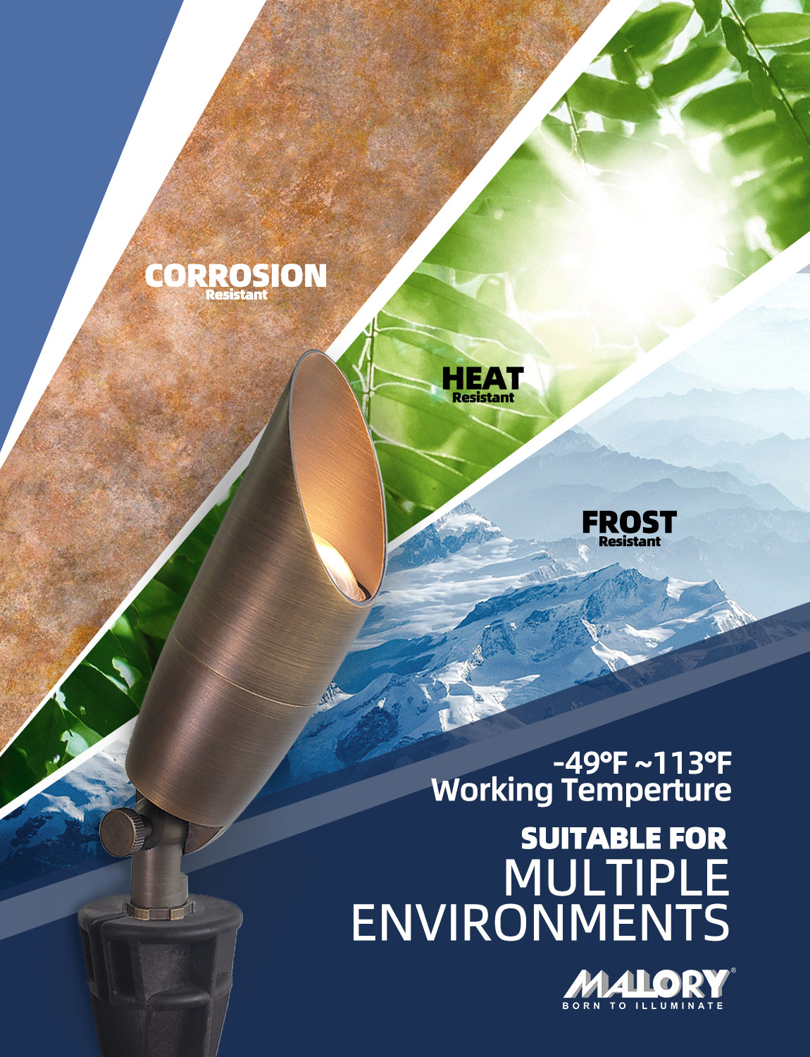 Brass landscape spot light MLR-S06 for garden spotlight installation