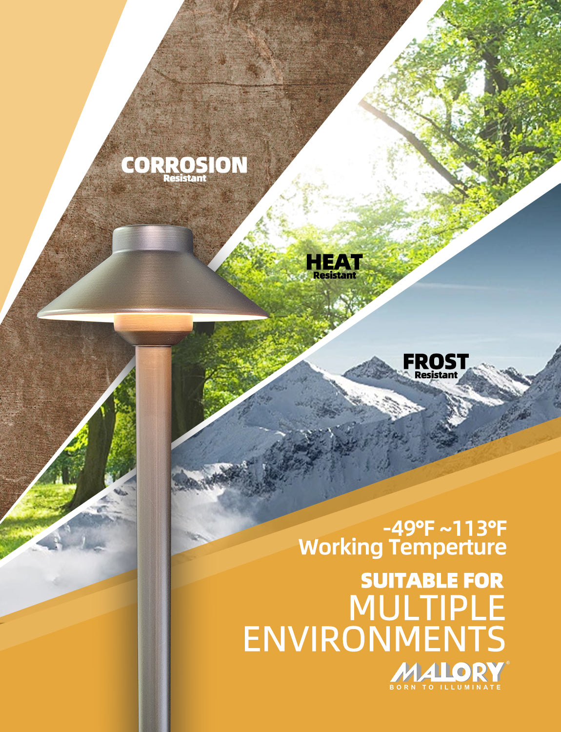 Outdoor brass path light MLR-P01 for landscape pathway lighting