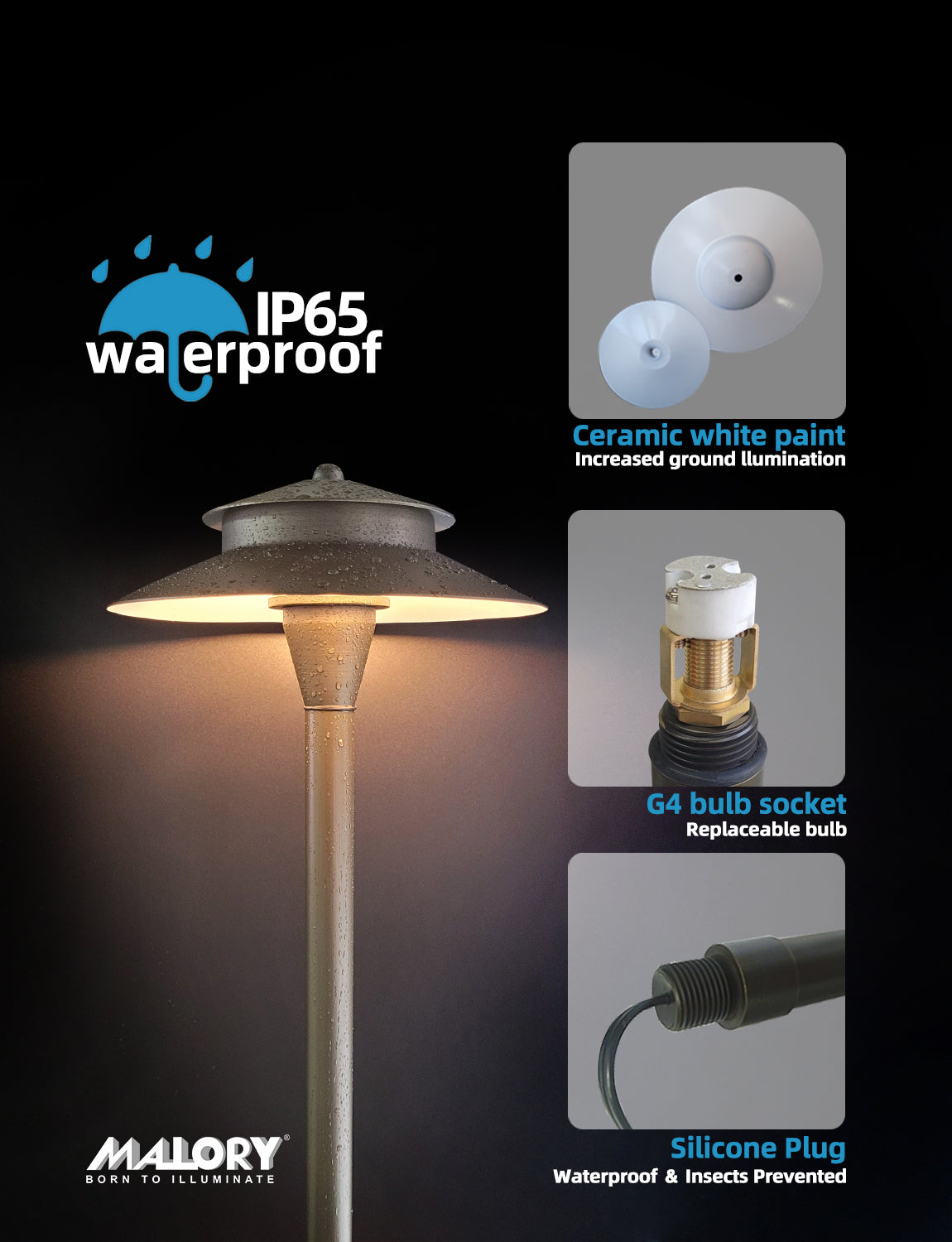 Modern brass path light MLR-P03 for outdoor landscape pathways