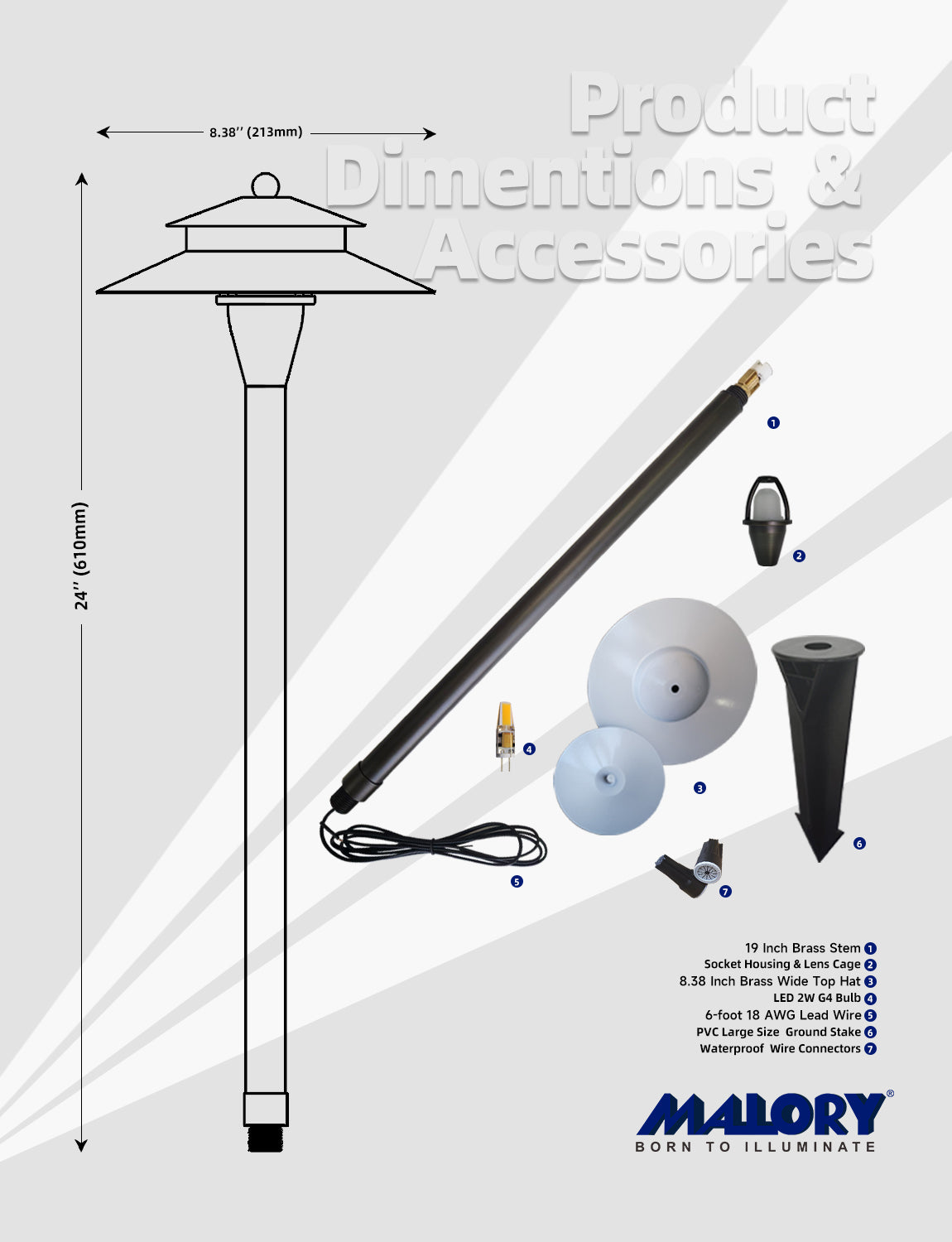Modern brass path light MLR-P03 for outdoor landscape pathways