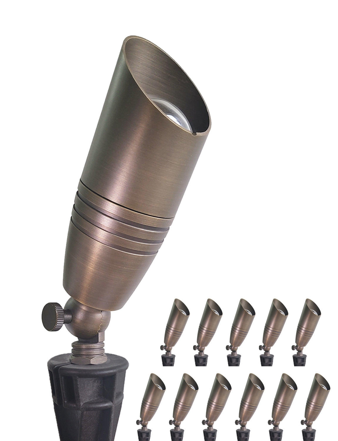 MALORY Low Voltage LED Outdoor Brass Landscape Spot Lights for Yard and Garden (MLR-S02)